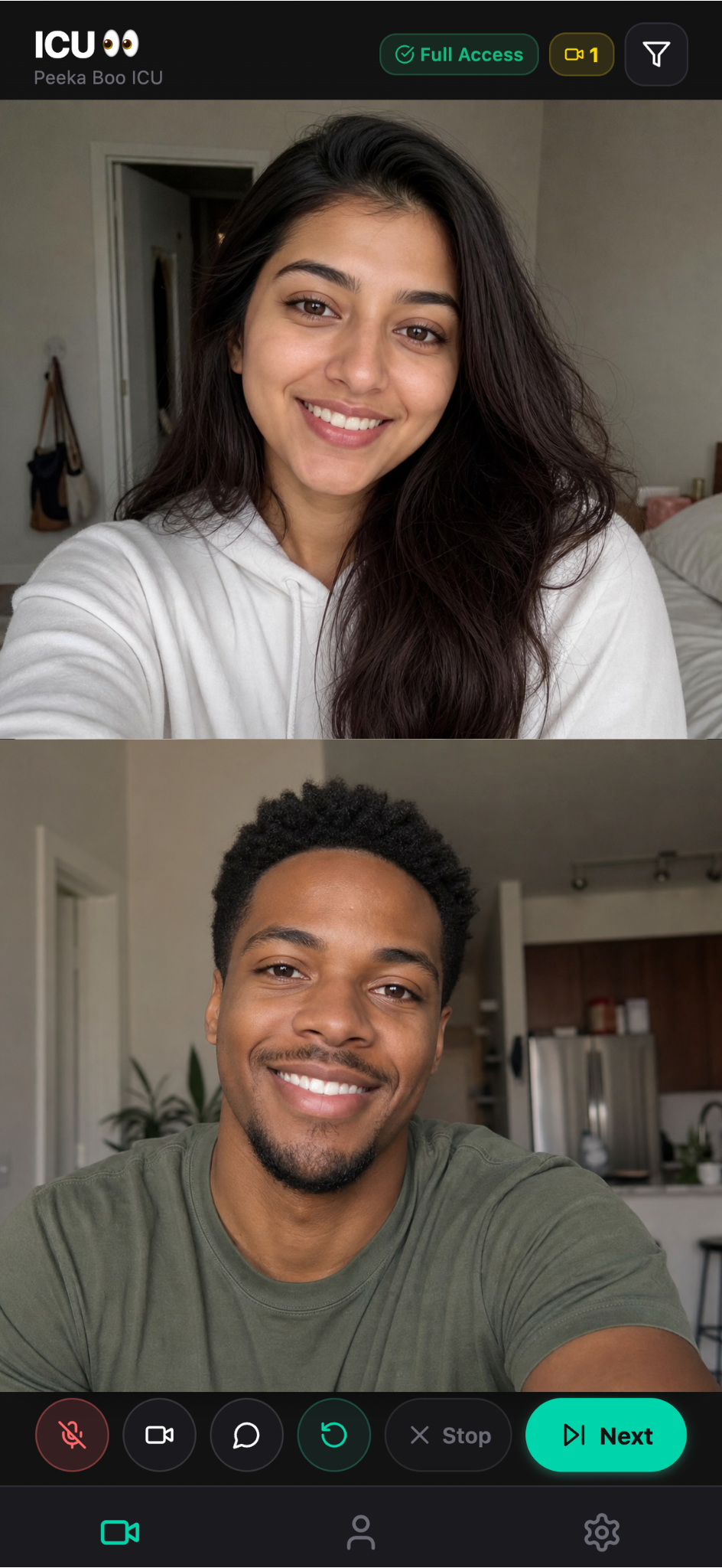 ICU video chat — live split-screen call
